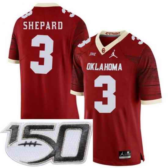 Oklahoma Sooners 3 Sterling Shepard Red 47 Game Winning Streak College Football Stitched 150th Anniversary Patch Jersey
